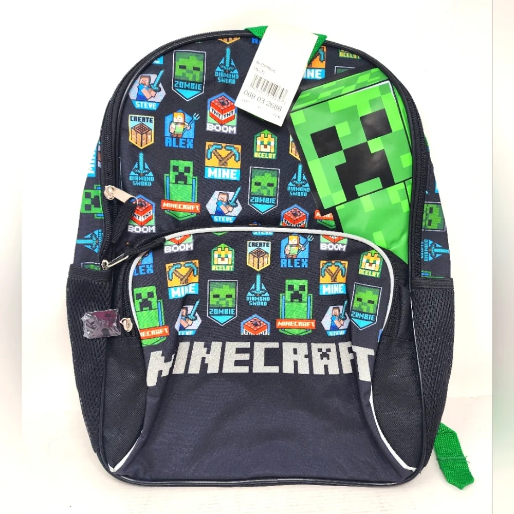 Minecraft Backpack New Kids School Bag Creeper Steve Alex Zombie Diamond‎ Gamer